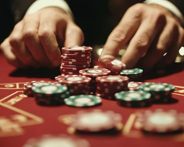Close-up of live dealer cards and table layout at mpoyou